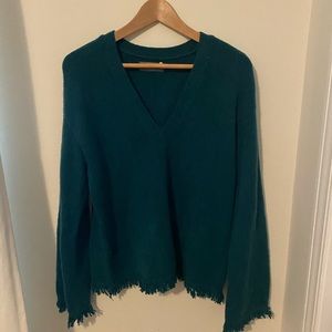 Frayed sleeve sweater